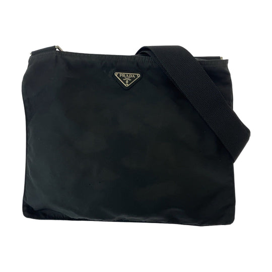 PRADA Shoulder Bag Nylon Black SilverMetal Crossbody Shoulder Bag Messenger Bag Test Triangle With logo Women Used Authentic