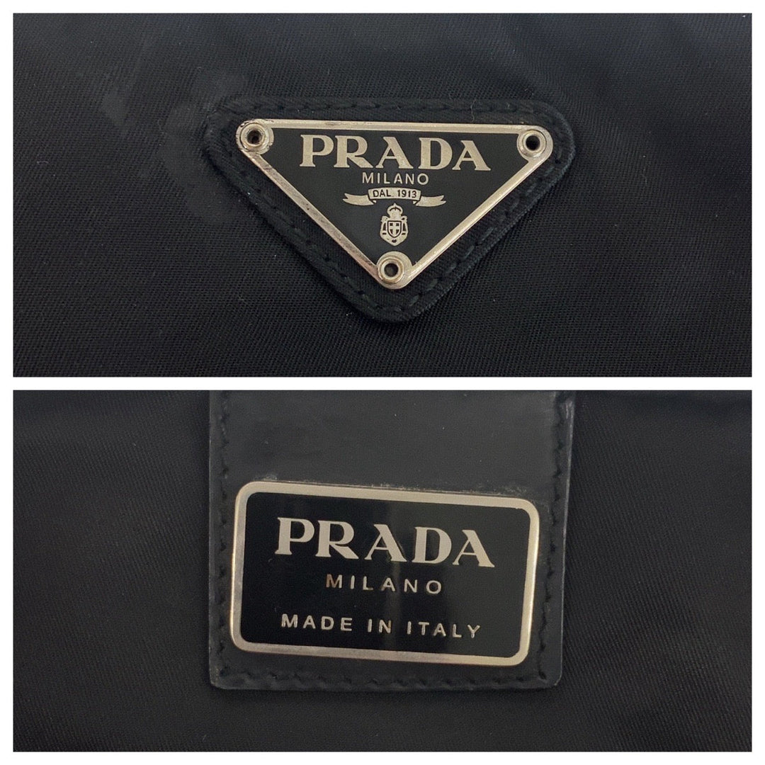 PRADA Shoulder Bag Nylon Black SilverMetal Crossbody Shoulder Bag Messenger Bag Test Triangle With logo Women Used Authentic