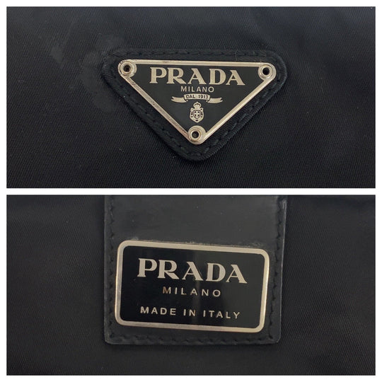PRADA Shoulder Bag Nylon Black SilverMetal Crossbody Shoulder Bag Messenger Bag Test Triangle With logo Women Used Authentic