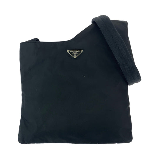 PRADA Shoulder Bag Nylon Black SilverMetal Crossbody Shoulder Bag Messenger Bag Test Triangle With logo Women Used Authentic