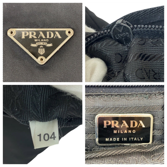 PRADA Shoulder Bag Nylon Black SilverMetal Crossbody Shoulder Bag Messenger Bag Test Triangle With logo Women Used Authentic