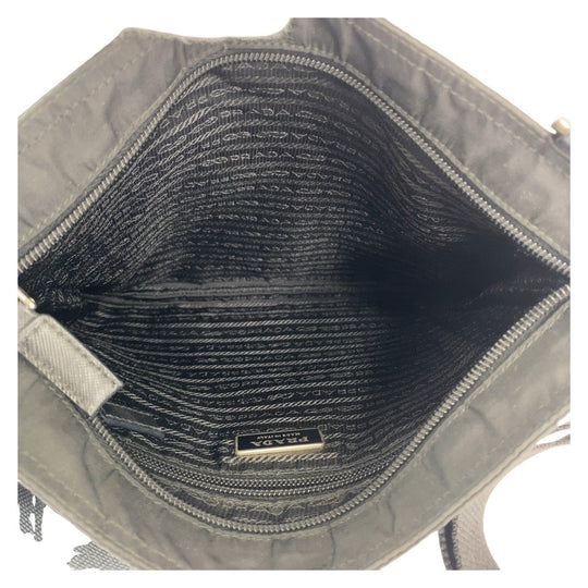 PRADA Shoulder Bag Nylon Black SilverMetal Crossbody Shoulder Bag Messenger Bag Test Triangle With logo mens Used Authentic