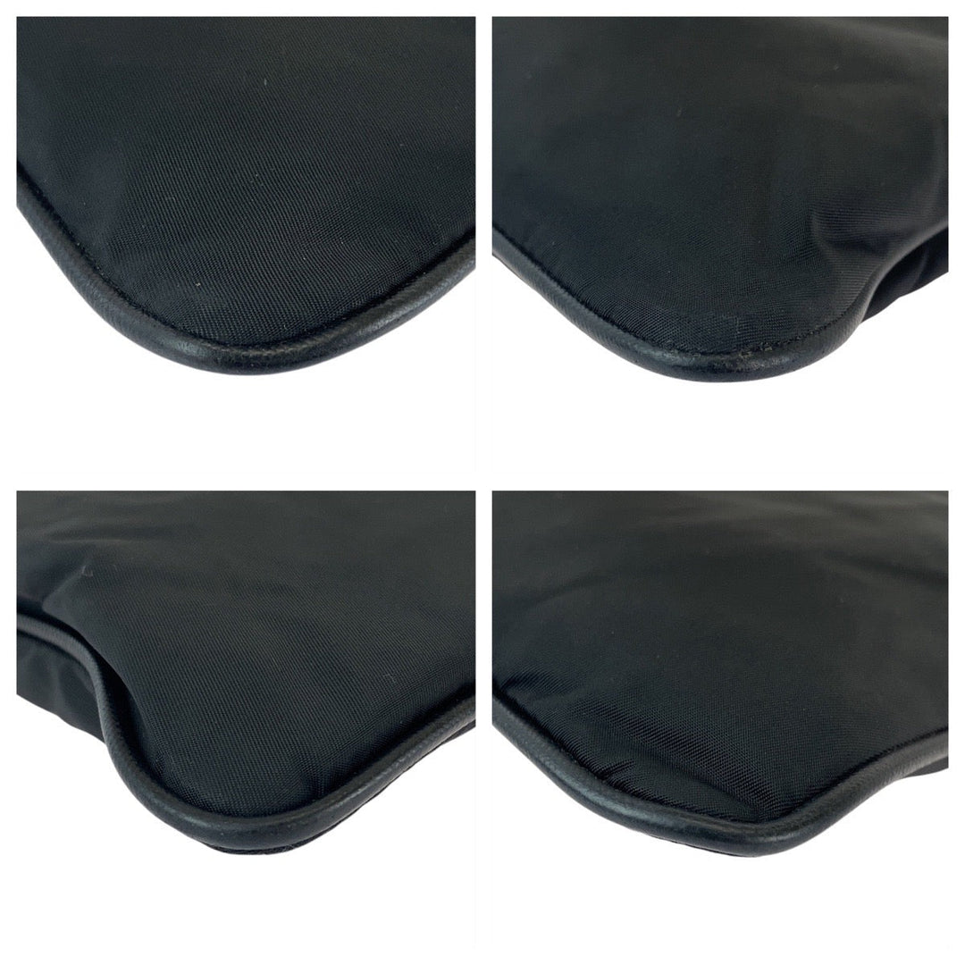 PRADA Shoulder Bag Nylon Black SilverMetal Crossbody Shoulder Bag Messenger Bag Test Triangle With logo mens Used Authentic