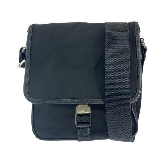 PRADA Shoulder Bag Nylon Black SilverMetal Crossbody Shoulder Bag Messenger Bag Test Triangle With logo Women Used Authentic