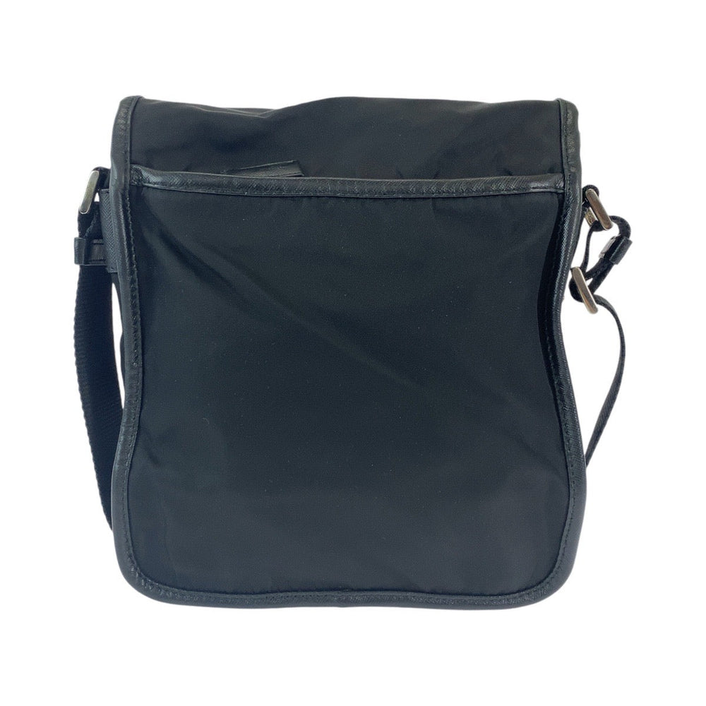 PRADA Shoulder Bag Nylon Black SilverMetal Crossbody Shoulder Bag Messenger Bag Test Triangle With logo Women Used Authentic