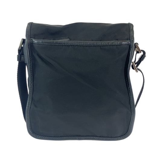 PRADA Shoulder Bag Nylon Black SilverMetal Crossbody Shoulder Bag Messenger Bag Test Triangle With logo Women Used Authentic