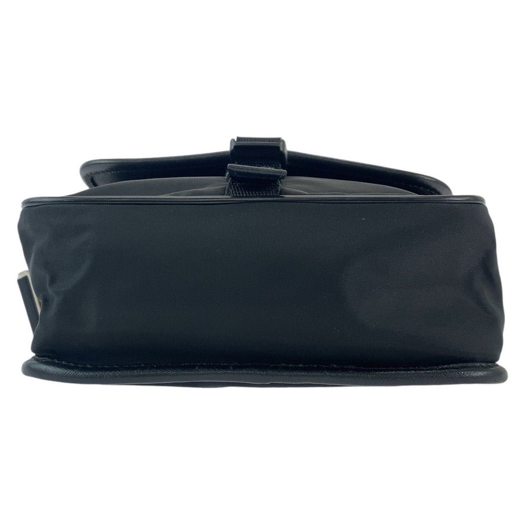 PRADA Shoulder Bag Nylon Black SilverMetal Crossbody Shoulder Bag Messenger Bag Test Triangle With logo Women Used Authentic