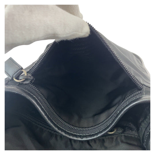 PRADA Shoulder Bag Nylon Black SilverMetal Crossbody Shoulder Bag Messenger Bag Test Triangle With logo Women Used Authentic