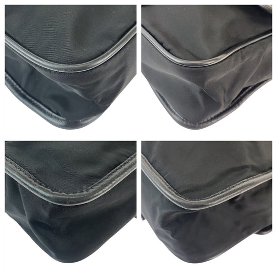 PRADA Shoulder Bag Nylon Black SilverMetal Crossbody Shoulder Bag Messenger Bag Test Triangle With logo Women Used Authentic