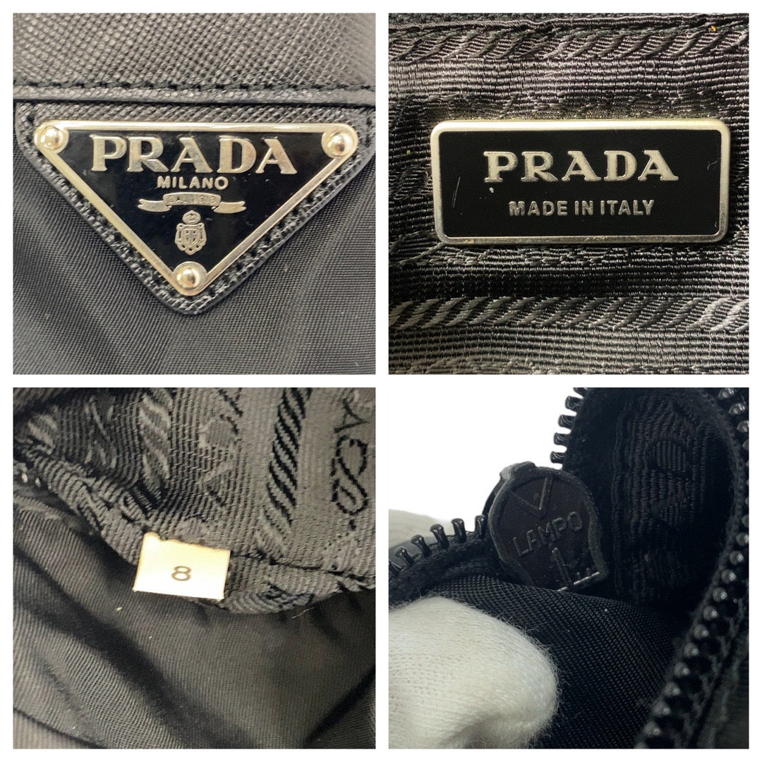 PRADA Shoulder Bag Nylon Black SilverMetal Crossbody Shoulder Bag Messenger Bag Test Triangle With logo Women Used Authentic