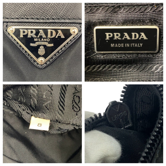 PRADA Shoulder Bag Nylon Black SilverMetal Crossbody Shoulder Bag Messenger Bag Test Triangle With logo Women Used Authentic