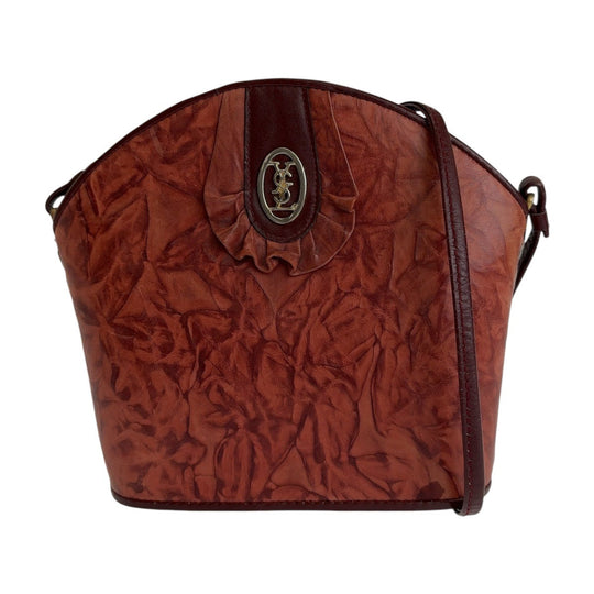 Yves Saint Laurent Shoulder Bag leather Red Gold Metal Crossbody Shoulder Bag Pochette YSL Women Used Authentic