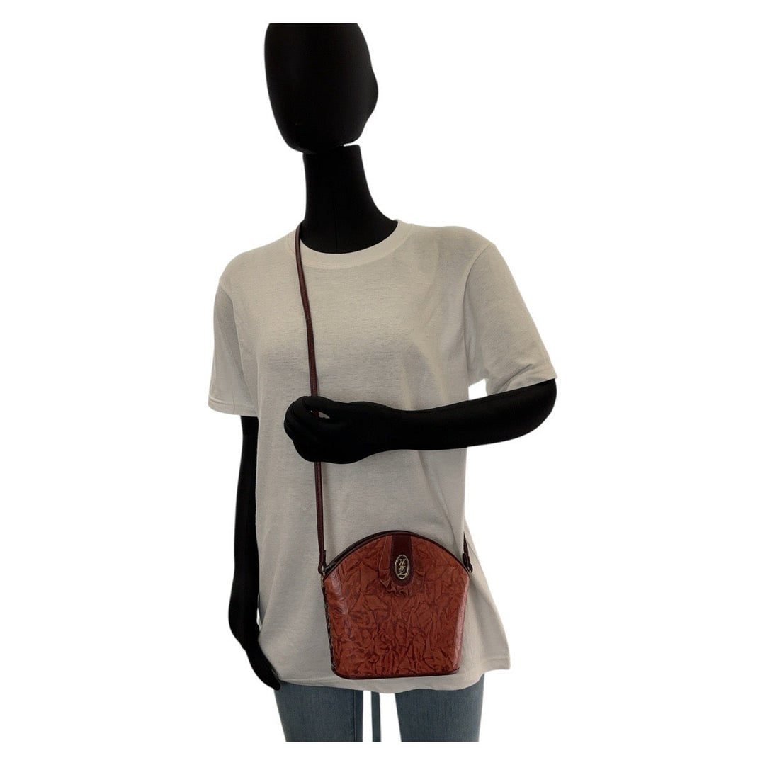 Yves Saint Laurent Shoulder Bag leather Red Gold Metal Crossbody Shoulder Bag Pochette YSL Women Used Authentic