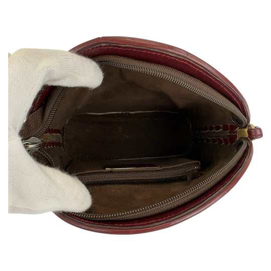 Yves Saint Laurent Shoulder Bag leather Red Gold Metal Crossbody Shoulder Bag Pochette YSL Women Used Authentic