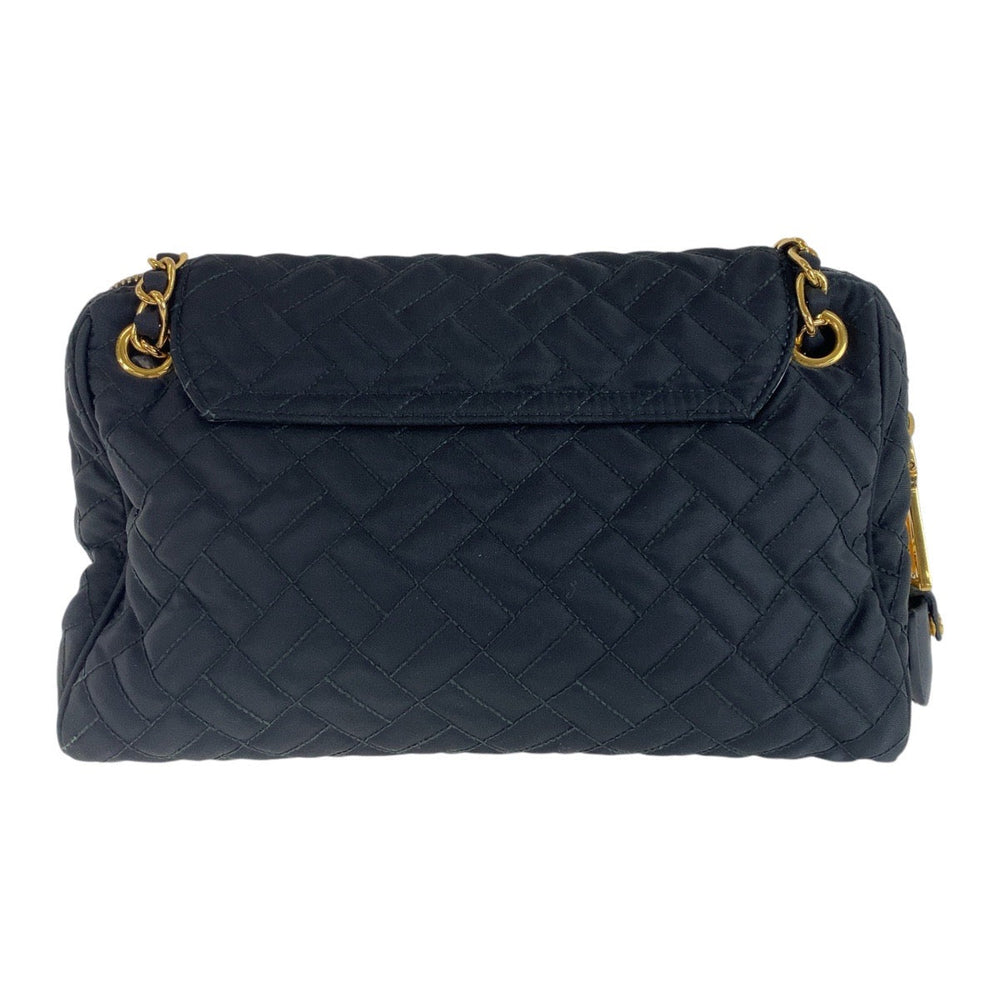 PRADA Shoulder Bag Nylon Black GoldMetal Shoulder Bag ChainShoulder Bag Test suit quilting Women Used Authentic