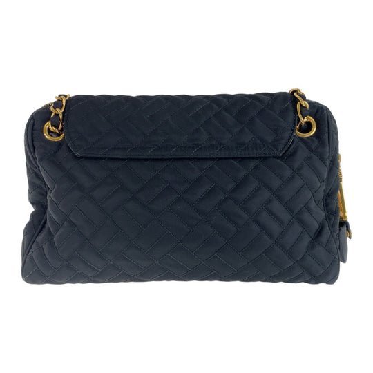 PRADA Shoulder Bag Nylon Black GoldMetal Shoulder Bag ChainShoulder Bag Test suit quilting Women Used Authentic