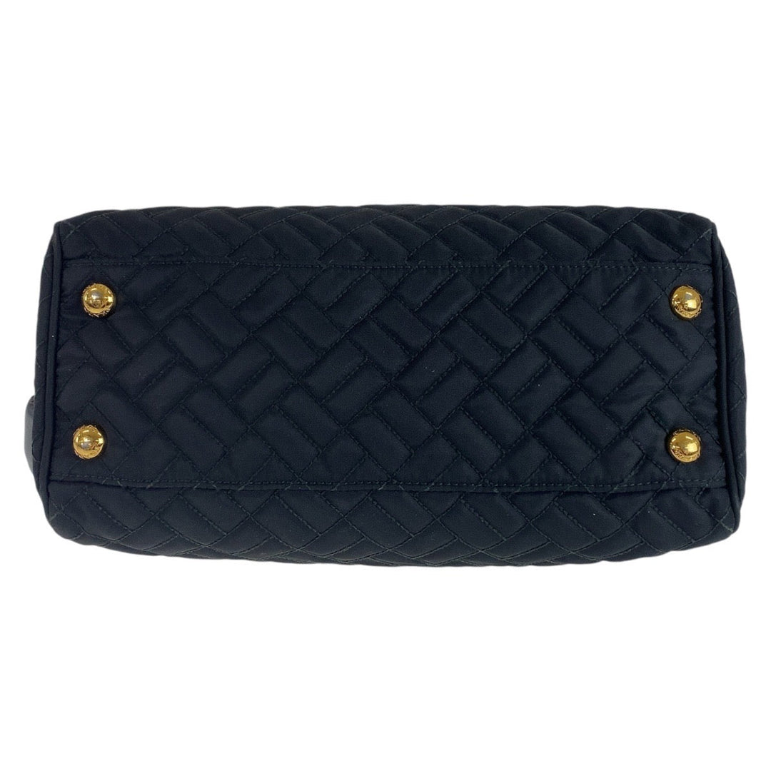PRADA Shoulder Bag Nylon Black GoldMetal Shoulder Bag ChainShoulder Bag Test suit quilting Women Used Authentic