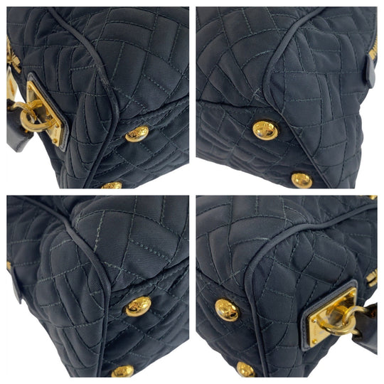 PRADA Shoulder Bag Nylon Black GoldMetal Shoulder Bag ChainShoulder Bag Test suit quilting Women Used Authentic