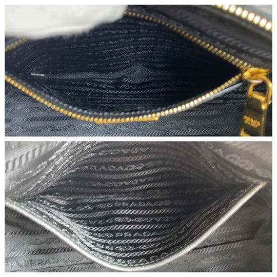 PRADA Shoulder Bag Nylon Black GoldMetal Shoulder Bag ChainShoulder Bag Test suit quilting Women Used Authentic