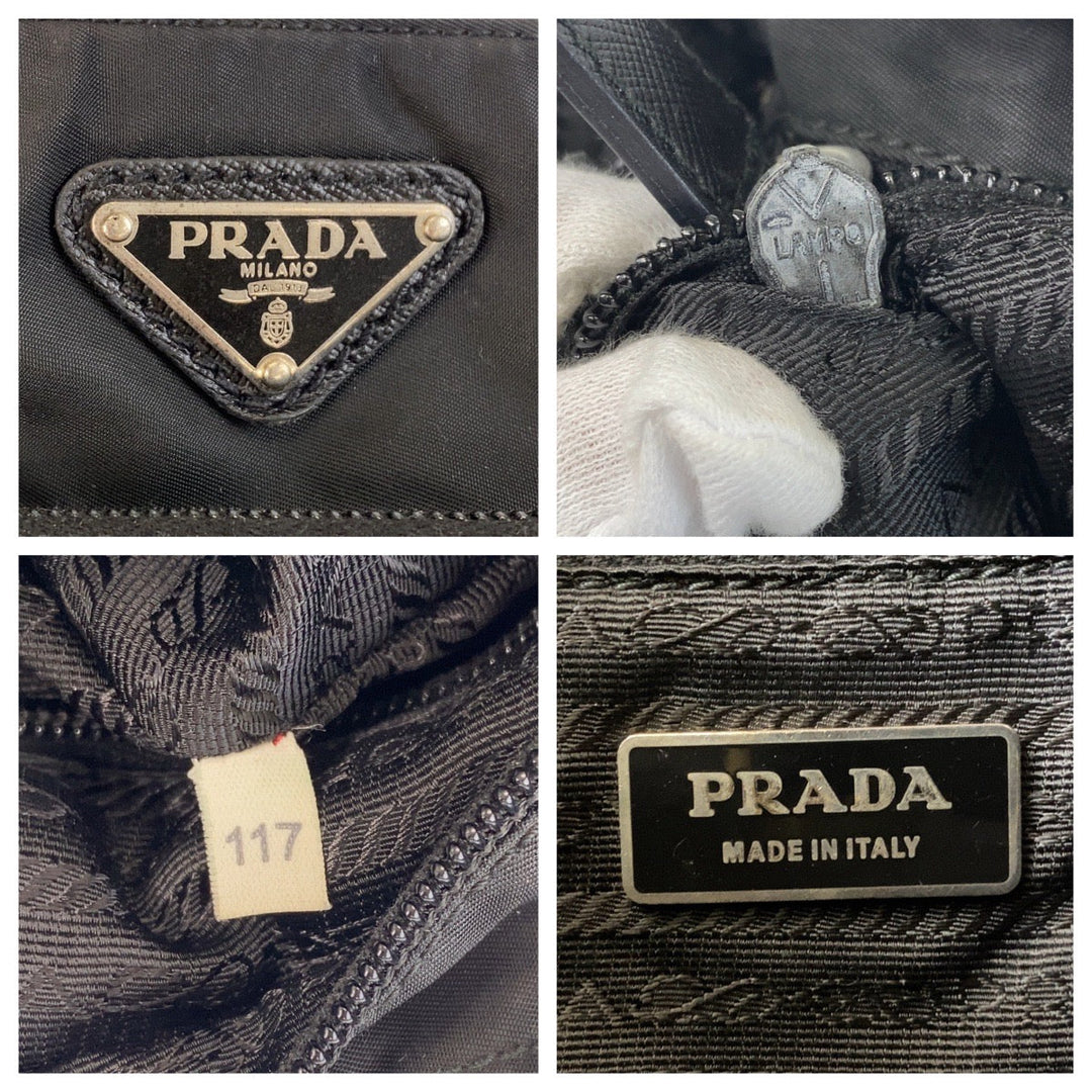PRADA Shoulder Bag Nylon Black SilverMetal Crossbody Shoulder Bag Messenger Bag Test Triangle With logo Women Used Authentic