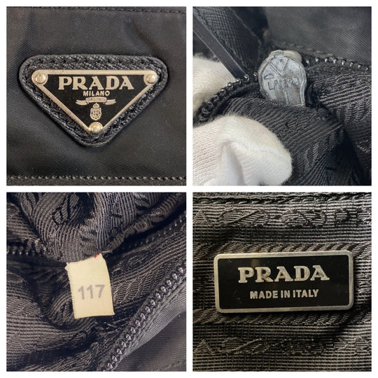 PRADA Shoulder Bag Nylon Black SilverMetal Crossbody Shoulder Bag Messenger Bag Test Triangle With logo Women Used Authentic