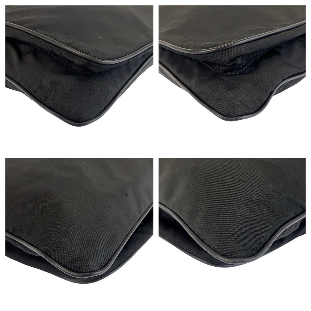 PRADA Shoulder Bag Nylon Black SilverMetal Crossbody Shoulder Bag Messenger Bag Test Triangle With logo Women Used Authentic