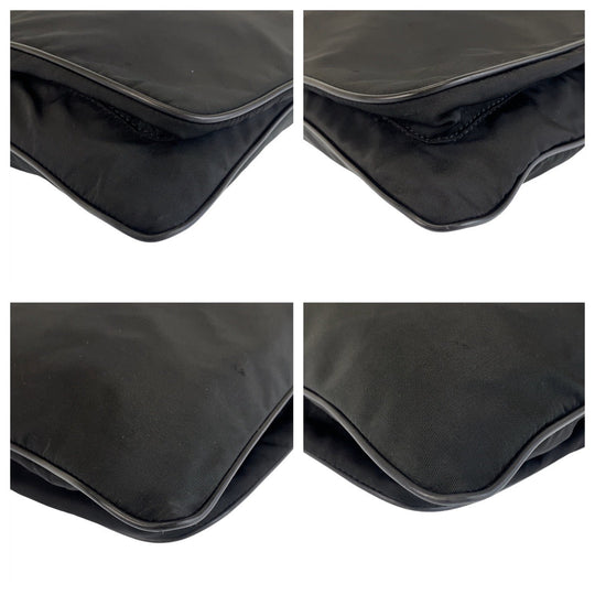 PRADA Shoulder Bag Nylon Black SilverMetal Crossbody Shoulder Bag Messenger Bag Test Triangle With logo Women Used Authentic