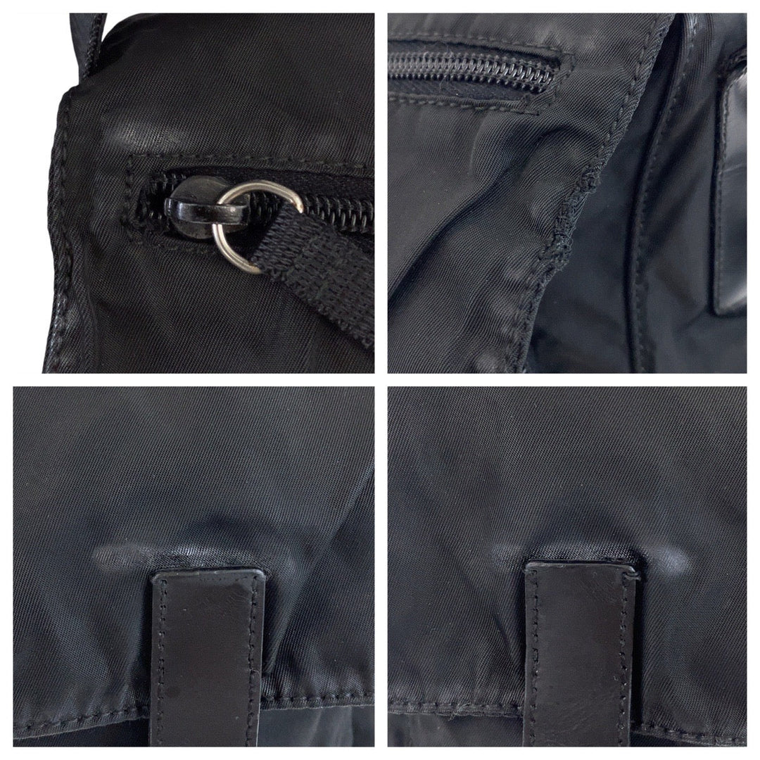 PRADA Shoulder Bag Nylon Black SilverMetal Crossbody Shoulder Bag Messenger Bag Test Triangle With logo mens Used Authentic