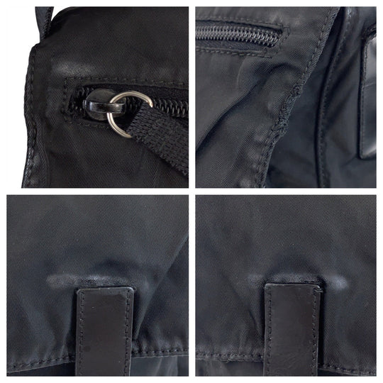 PRADA Shoulder Bag Nylon Black SilverMetal Crossbody Shoulder Bag Messenger Bag Test Triangle With logo mens Used Authentic