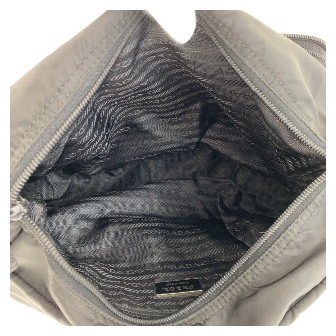 PRADA Shoulder Bag Nylon Black SilverMetal Crossbody Shoulder Bag Messenger Bag Test Triangle With logo mens Used Authentic