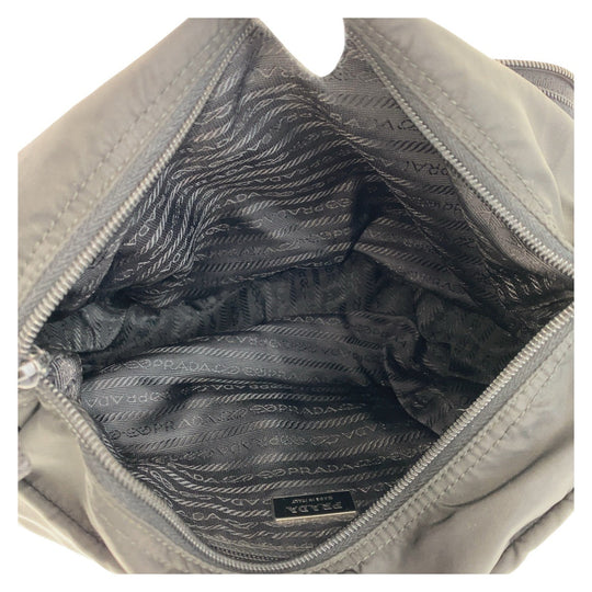 PRADA Shoulder Bag Nylon Black SilverMetal Crossbody Shoulder Bag Messenger Bag Test Triangle With logo mens Used Authentic