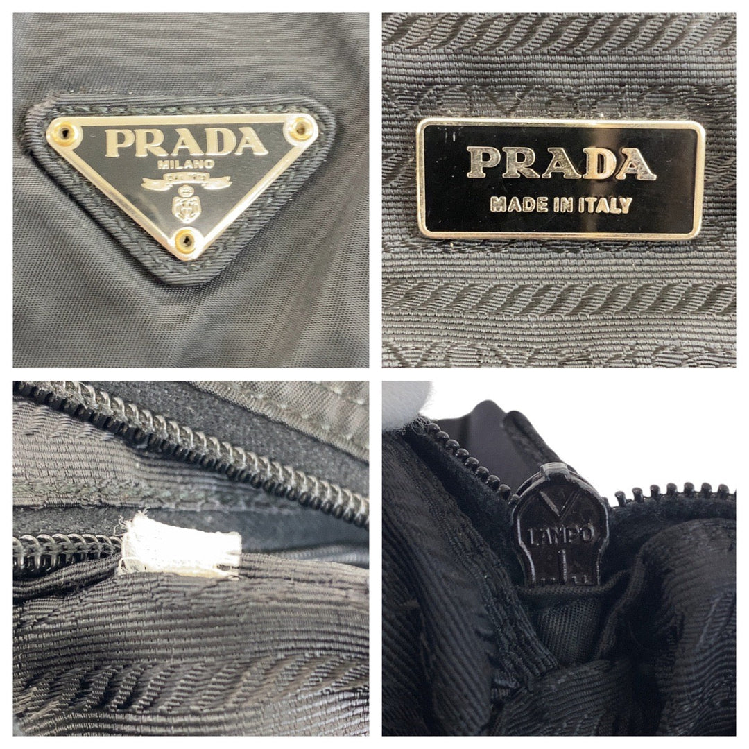 PRADA Shoulder Bag Nylon Black SilverMetal Crossbody Shoulder Bag Messenger Bag Test Triangle With logo mens Used Authentic