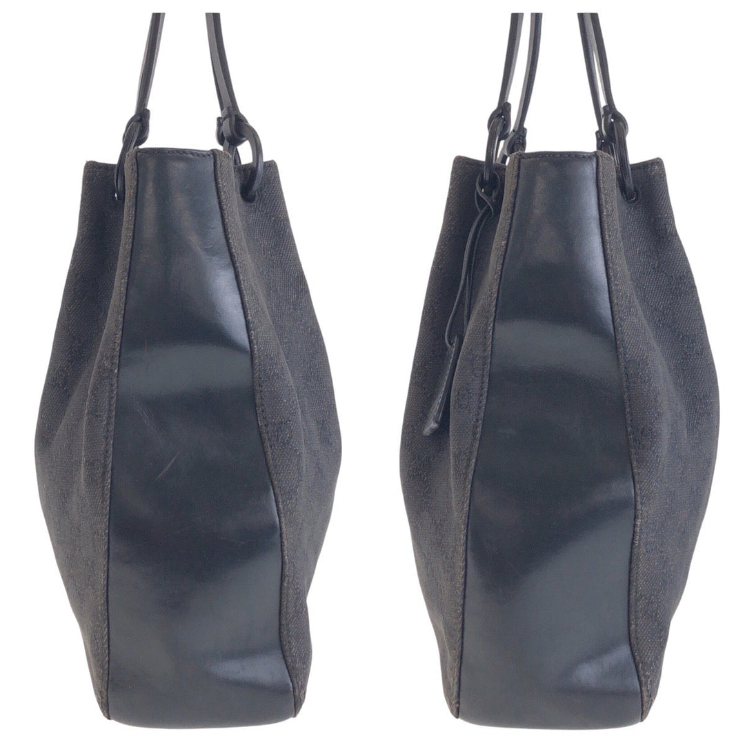 GUCCI Tote Bag 101920 GG canvas, leather Black black Tote Bag Shoulder Bag Women Used Authentic