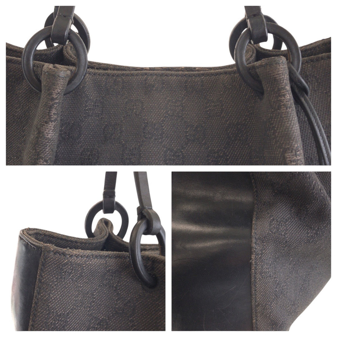 GUCCI Tote Bag 101920 GG canvas, leather Black black Tote Bag Shoulder Bag Women Used Authentic