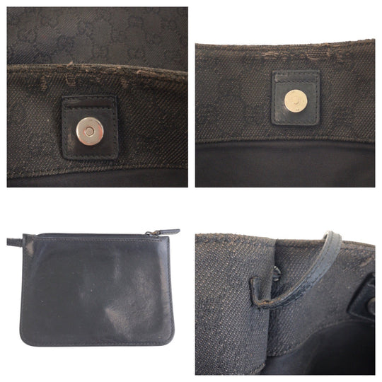 GUCCI Tote Bag 101920 GG canvas, leather Black black Tote Bag Shoulder Bag Women Used Authentic