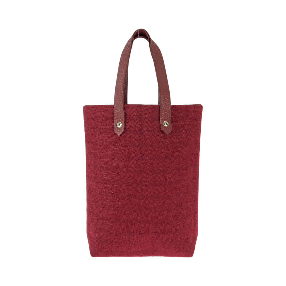HERMES Tote Bag wool Red Silver Metal Tote Bag handbag Amedaba Diago PM Women Used Authentic