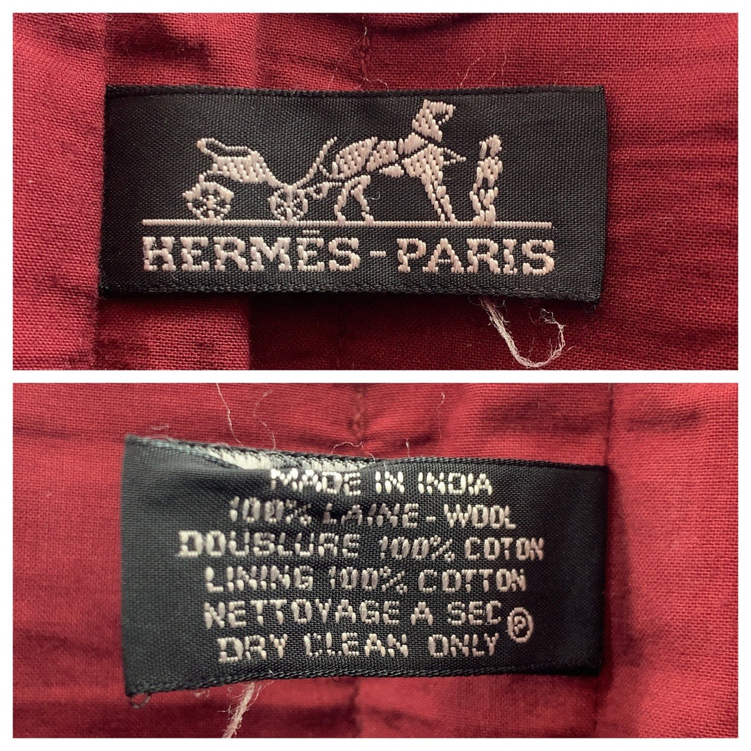 HERMES Tote Bag wool Red Silver Metal Tote Bag handbag Amedaba Diago PM Women Used Authentic