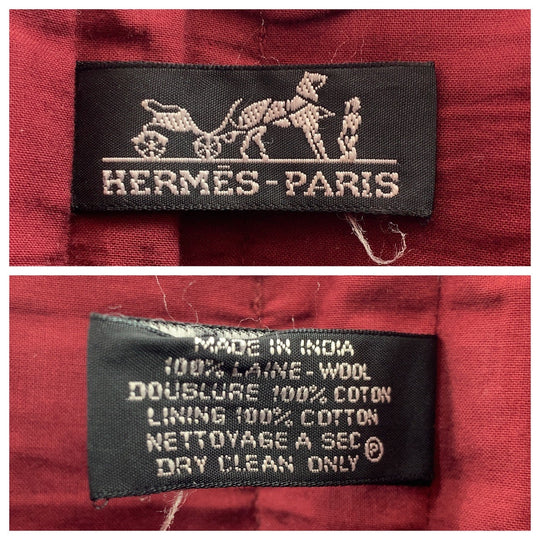 HERMES Tote Bag wool Red Silver Metal Tote Bag handbag Amedaba Diago PM Women Used Authentic