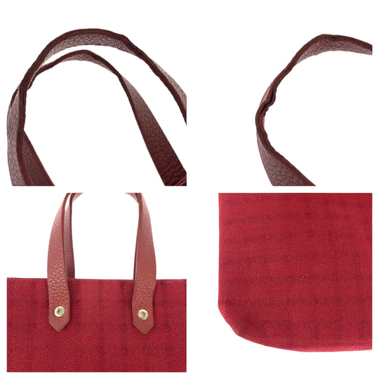 HERMES Tote Bag wool Red Silver Metal Tote Bag handbag Amedaba Diago PM Women Used Authentic