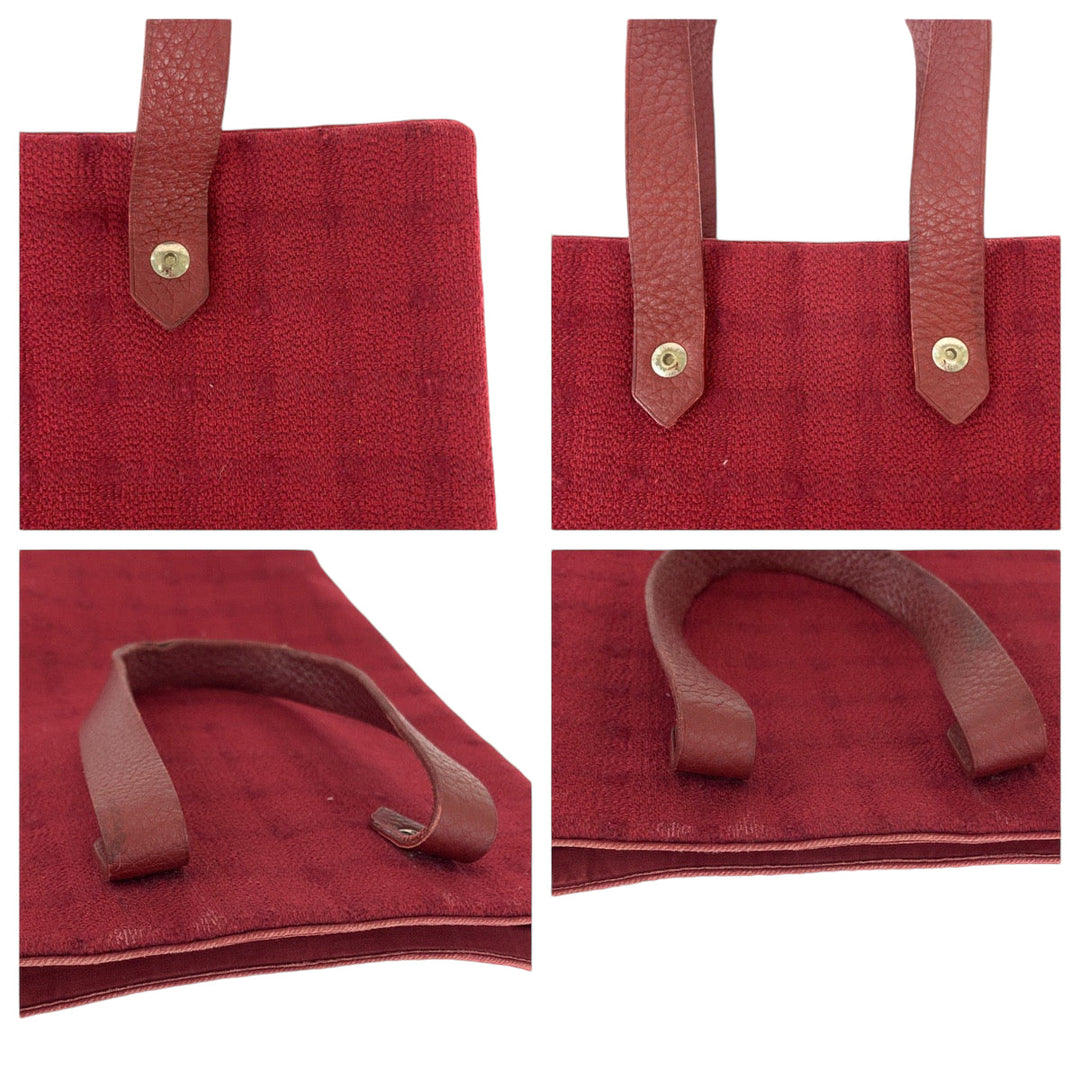 HERMES Tote Bag wool Red Silver Metal Tote Bag handbag Amedaba Diago PM Women Used Authentic
