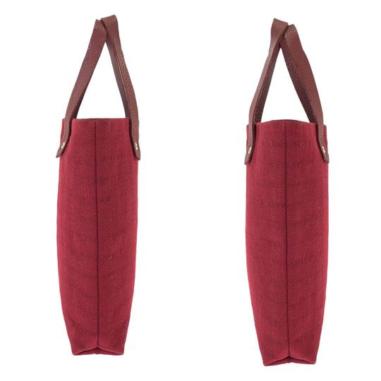 HERMES Tote Bag wool Red Silver Metal Tote Bag handbag Amedaba Diago PM Women Used Authentic