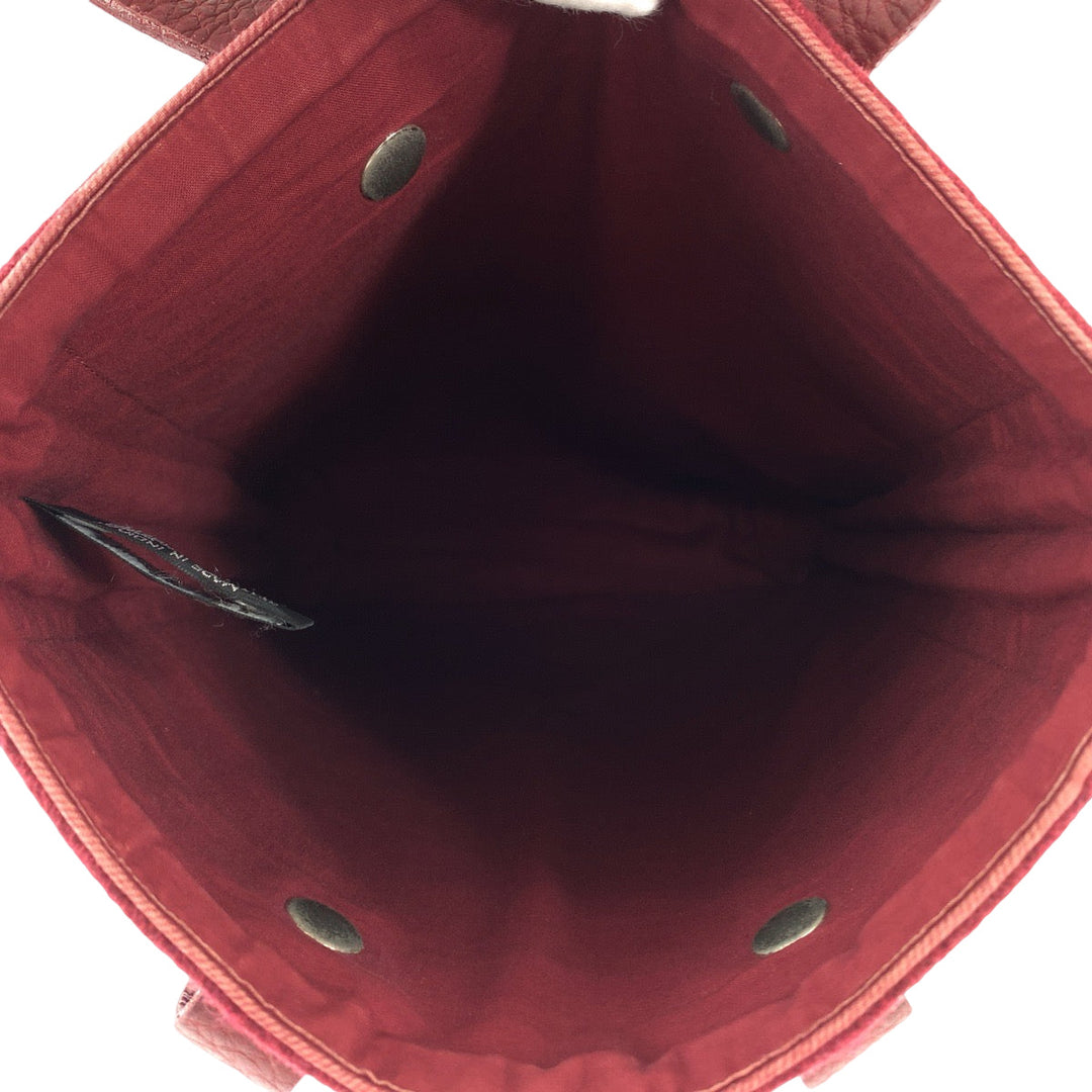HERMES Tote Bag wool Red Silver Metal Tote Bag handbag Amedaba Diago PM Women Used Authentic
