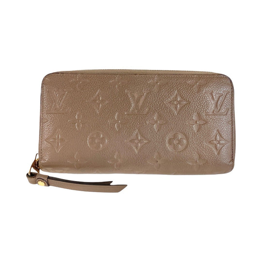 LOUIS VUITTON Long Wallet Purse M69034 leather Tourterelle Greige Gold Metal Long Wallet Purse Zip Around Unisex Monogram Unplant Zippy wallet Women Used Authentic
