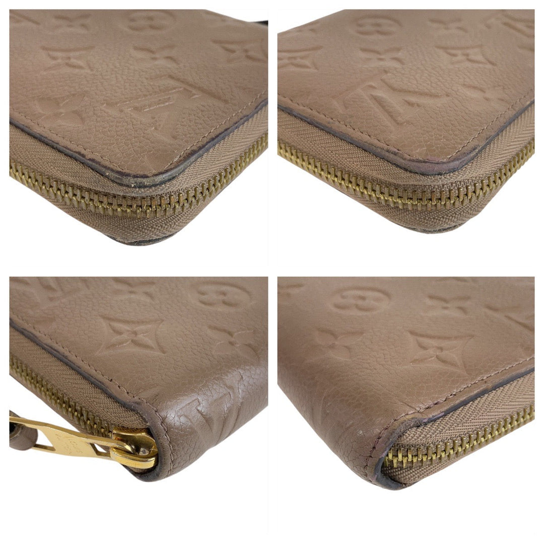 LOUIS VUITTON Long Wallet Purse M69034 leather Tourterelle Greige Gold Metal Long Wallet Purse Zip Around Unisex Monogram Unplant Zippy wallet Women Used Authentic