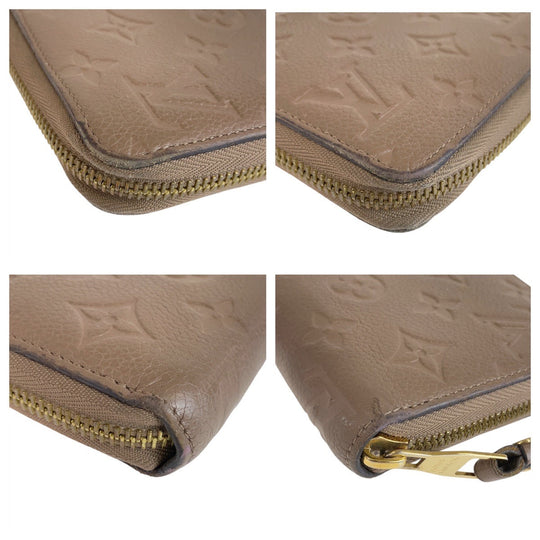 LOUIS VUITTON Long Wallet Purse M69034 leather Tourterelle Greige Gold Metal Long Wallet Purse Zip Around Unisex Monogram Unplant Zippy wallet Women Used Authentic