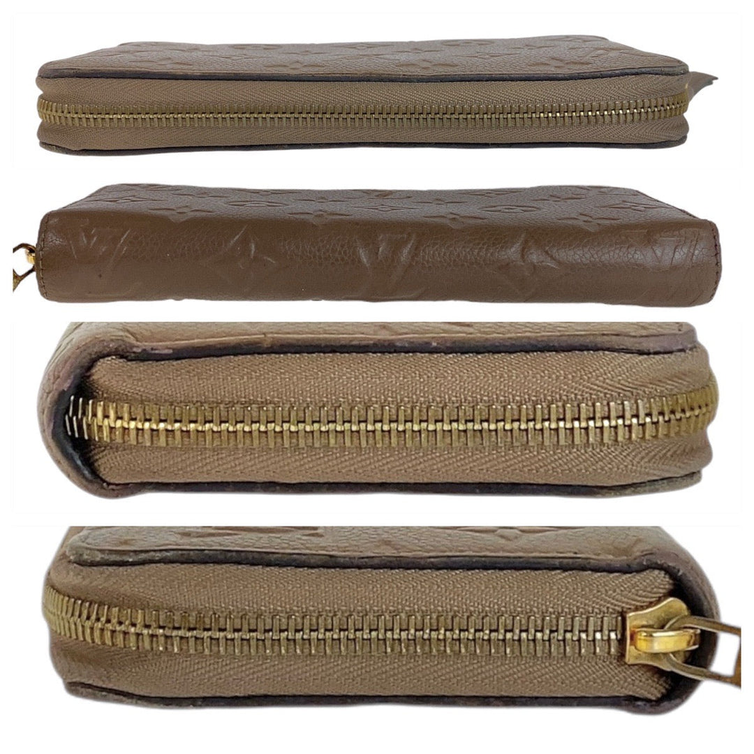 LOUIS VUITTON Long Wallet Purse M69034 leather Tourterelle Greige Gold Metal Long Wallet Purse Zip Around Unisex Monogram Unplant Zippy wallet Women Used Authentic
