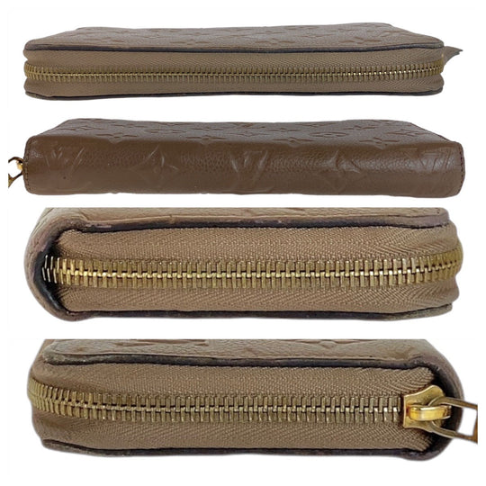 LOUIS VUITTON Long Wallet Purse M69034 leather Tourterelle Greige Gold Metal Long Wallet Purse Zip Around Unisex Monogram Unplant Zippy wallet Women Used Authentic