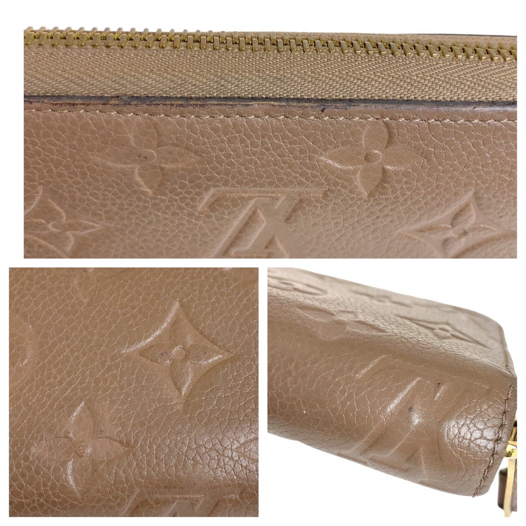 LOUIS VUITTON Long Wallet Purse M69034 leather Tourterelle Greige Gold Metal Long Wallet Purse Zip Around Unisex Monogram Unplant Zippy wallet Women Used Authentic