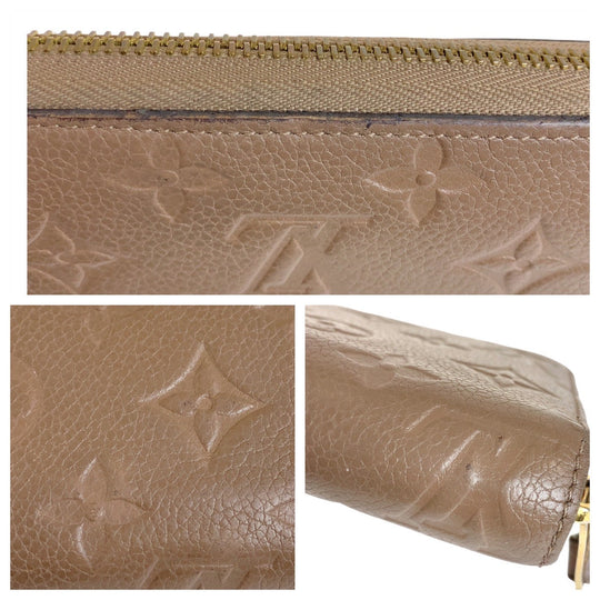 LOUIS VUITTON Long Wallet Purse M69034 leather Tourterelle Greige Gold Metal Long Wallet Purse Zip Around Unisex Monogram Unplant Zippy wallet Women Used Authentic
