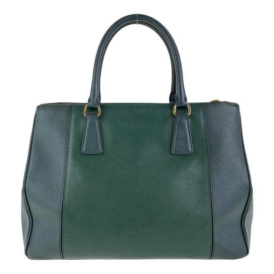 PRADA Tote Bag leather Green GoldMetal Tote Bag Handbag Shoulder Bag 2way Safiano Triangle With logo Women Used Authentic